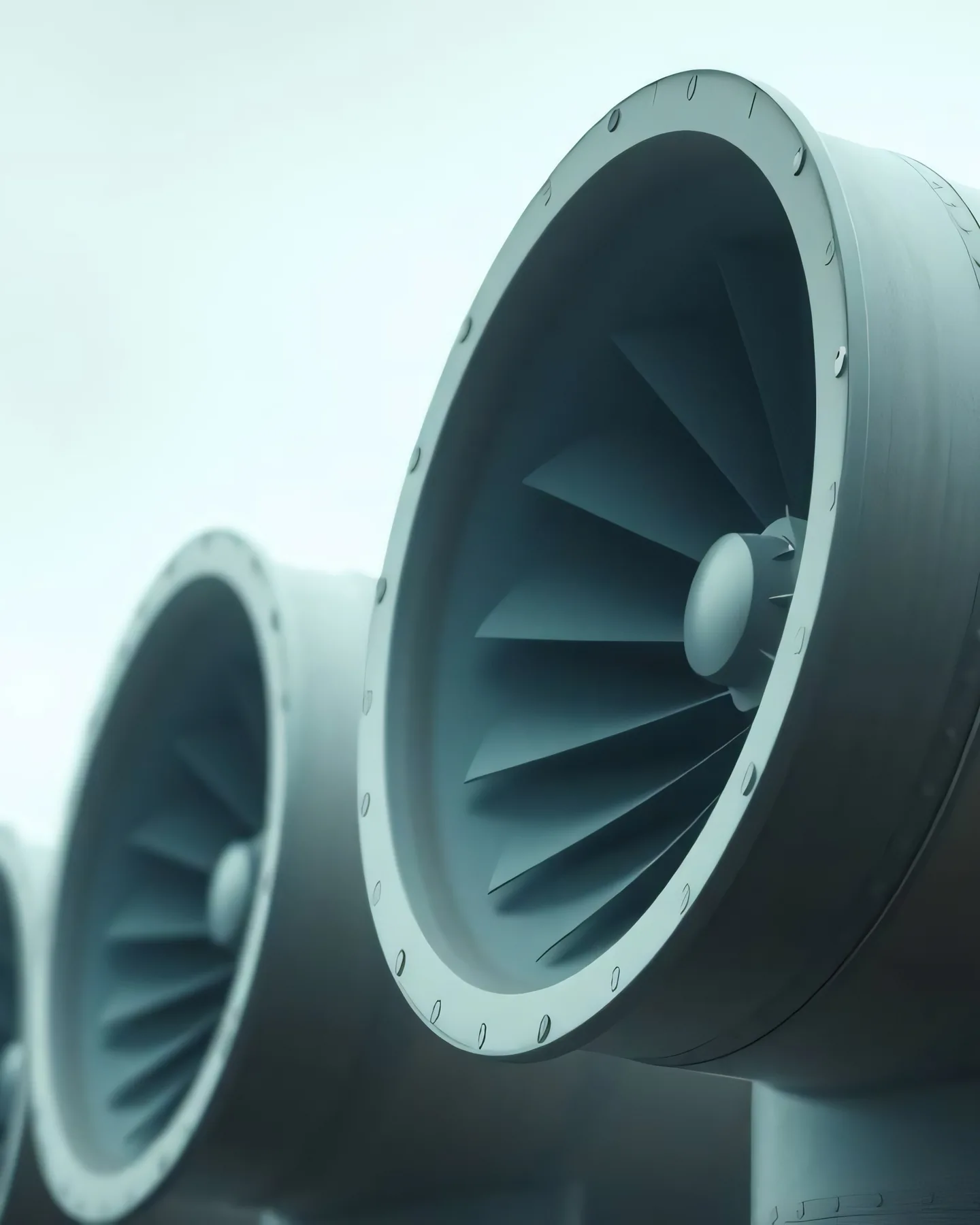 A bank of industrial cooling fans on the roof of a data centre.